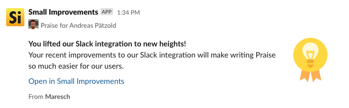 Feed på kaustisk Vis stedet Slack integration - Small Improvements Help Center