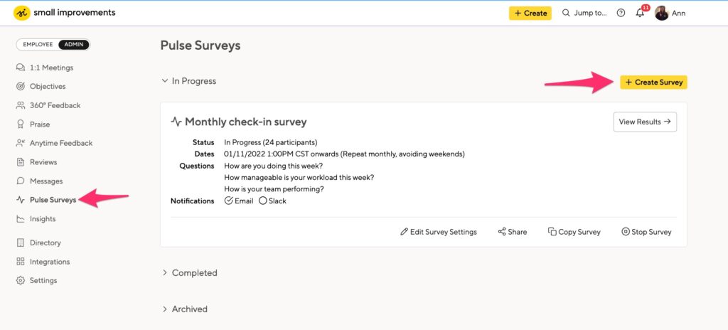 How to set up and administer Pulse Surveys - Small Improvements Help Center